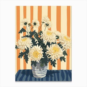 Chrysanthemum Flowers On A Table   Contemporary Illustration 4 Canvas Print
