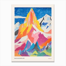 Masherbrum Pakistan 1 Colourful Mountain Illustration Poster Canvas Print