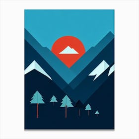 Panorama, Canada Modern Illustration Skiing Poster Canvas Print