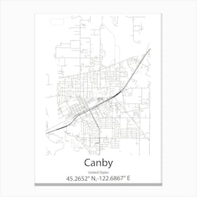 Canby,United States Minimalist Map 1 Canvas Print