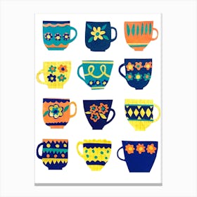 Retro Tea Cups Canvas Print