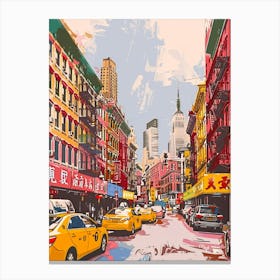 Chinatown New York Colourful Silkscreen Illustration 4 Canvas Print