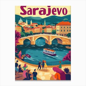 Aihrgdesign A 1970s Inspired Travel Poster For Sarajevo 2 Canvas Print