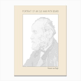 Ascii Art Minimalist – Portrait Of An Old Man With Beard – Ascii Art (Vincent Van Gogh) – Classic Painting Canvas Print