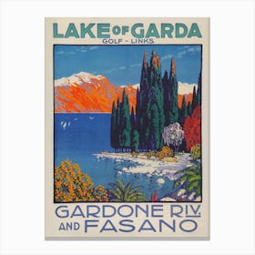 Garda Lake Italy Vintage Travel Poster Canvas Print