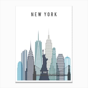 New York Skyline In Blue Nyc Canvas Print