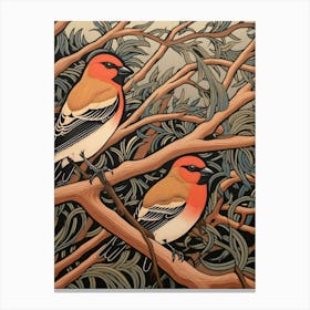 Art Nouveau Birds Poster Cedar Waxwing 2 Canvas Print