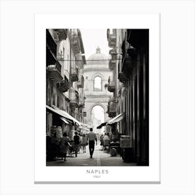 Poster Of Naples, Italy, Black And White Analogue Photography 4 Canvas Print