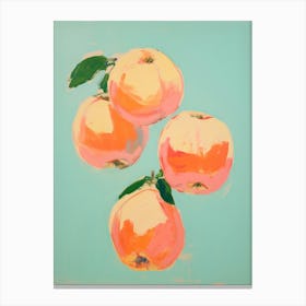 Apples. Mint, Yellow and Orange Colors. Acrylic Painting Kitchen Canvas Print