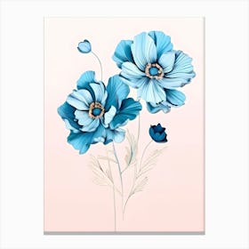 Blue Poppy Flowers Canvas Print