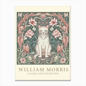 William Morris  Inspired  Classic Cats Sage And Pink Canvas Print