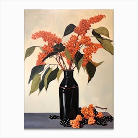 Bouquet Of Beautyberry Flowers, Autumn Fall Florals Painting 2 Canvas Print