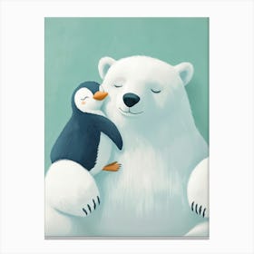 Polar Bear And Penguin Canvas Print