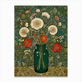 William Morris Style Daisies In A Vase Canvas Print