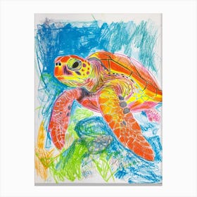 Sea Turtle Rainbow Ocean Scribble Canvas Print