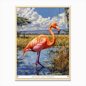 Greater Flamingo African Rift Valley Tanzania Tropical Illustration 2 Poster Canvas Print