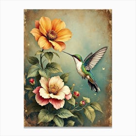 Ummingbird & Flower Canvas Print