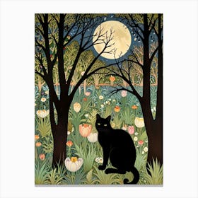 William Morris Cat In The Moonlight 36 Canvas Print