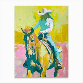 Pink And Yellow Cowboy Painting 1 Canvas Print