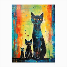 Three Black Cats With An Impasto Background Canvas Print