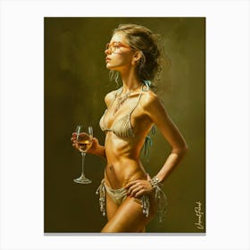 The Play Of Light And Shadow With A Glass Of Wine Canvas Print