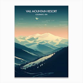 Poster Of Vail Mountain Resort   Colorado, Usa, Ski Resort Illustration 2 Canvas Print