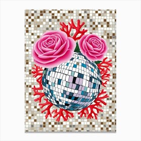 Disco Ball With Roses And Corals Canvas Print