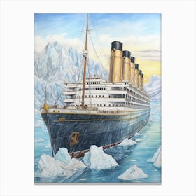 Titanic Ship In Icebergs3 Canvas Print