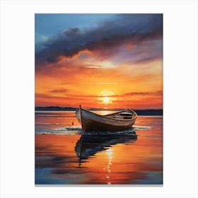 Boat At Sunset Canvas Print