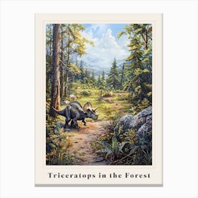 Triceratops In The Forest Painting 2 Poster Canvas Print