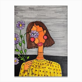 Girl With Flowers Canvas Print