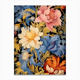 Flowers On A Black Background 1 Canvas Print