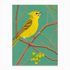 Yellowhammer Midcentury Illustration Bird Canvas Print