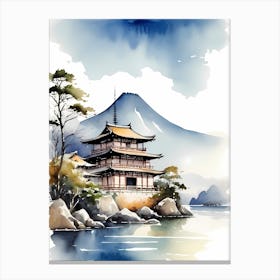 Japanese Landscape Watercolor Painting (48) 1 Canvas Print