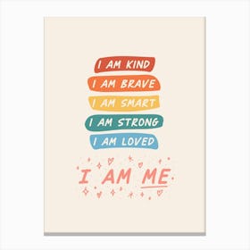 I Am Me - Rainbow Kids Canvas Print