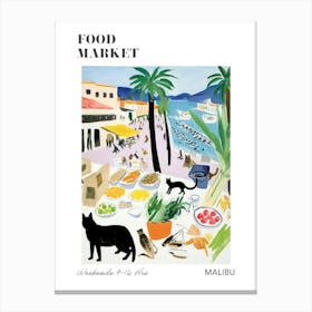 The Food Market In Malibu 2 Illustration Poster Canvas Print