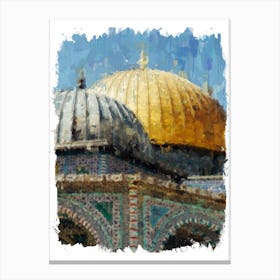 Al-Aqsa Mosque in Impressionist Digital Painting Canvas Print