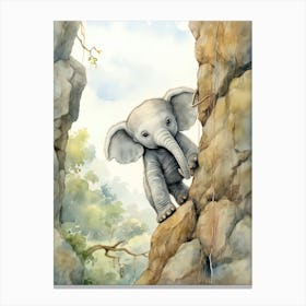 Elephant Painting Rock Climbing Watercolour 2 Canvas Print