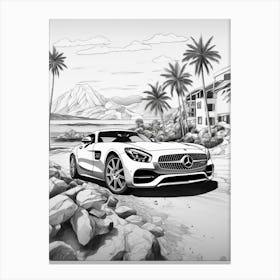 Mercedes Benz Amg Gt Tropical Drawing 3 Canvas Print