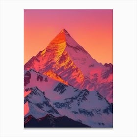 Mount Everest Retro Sunset Canvas Print