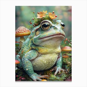 Frog With Flowers Canvas Print