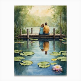 Couple On A Dock Canvas Print