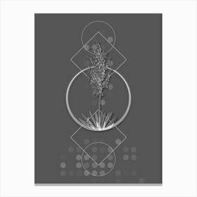 Vintage Adam's Needle Botanical with Line Motif and Dot Pattern in Ghost Gray n.0237 Canvas Print