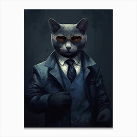 Gangster Cat Russian Blue 3 Canvas Print