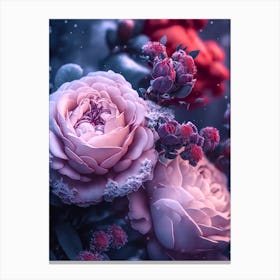 Roses In The Snow Canvas Print