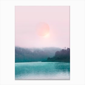 Pink Sky In Turquoise Water Canvas Print
