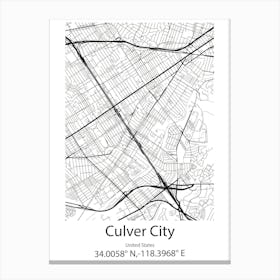 Culver City,United States Minimalist Map Canvas Print