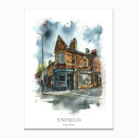Enfield London Borough   Street Watercolour 2 Poster Canvas Print
