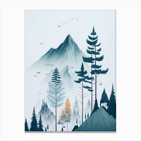 Mountain And Forest In Minimalist Watercolor Vertical Composition 99 Canvas Print
