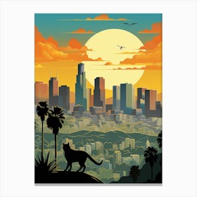 Los Angeles, United States Skyline With A Cat 3 Canvas Print